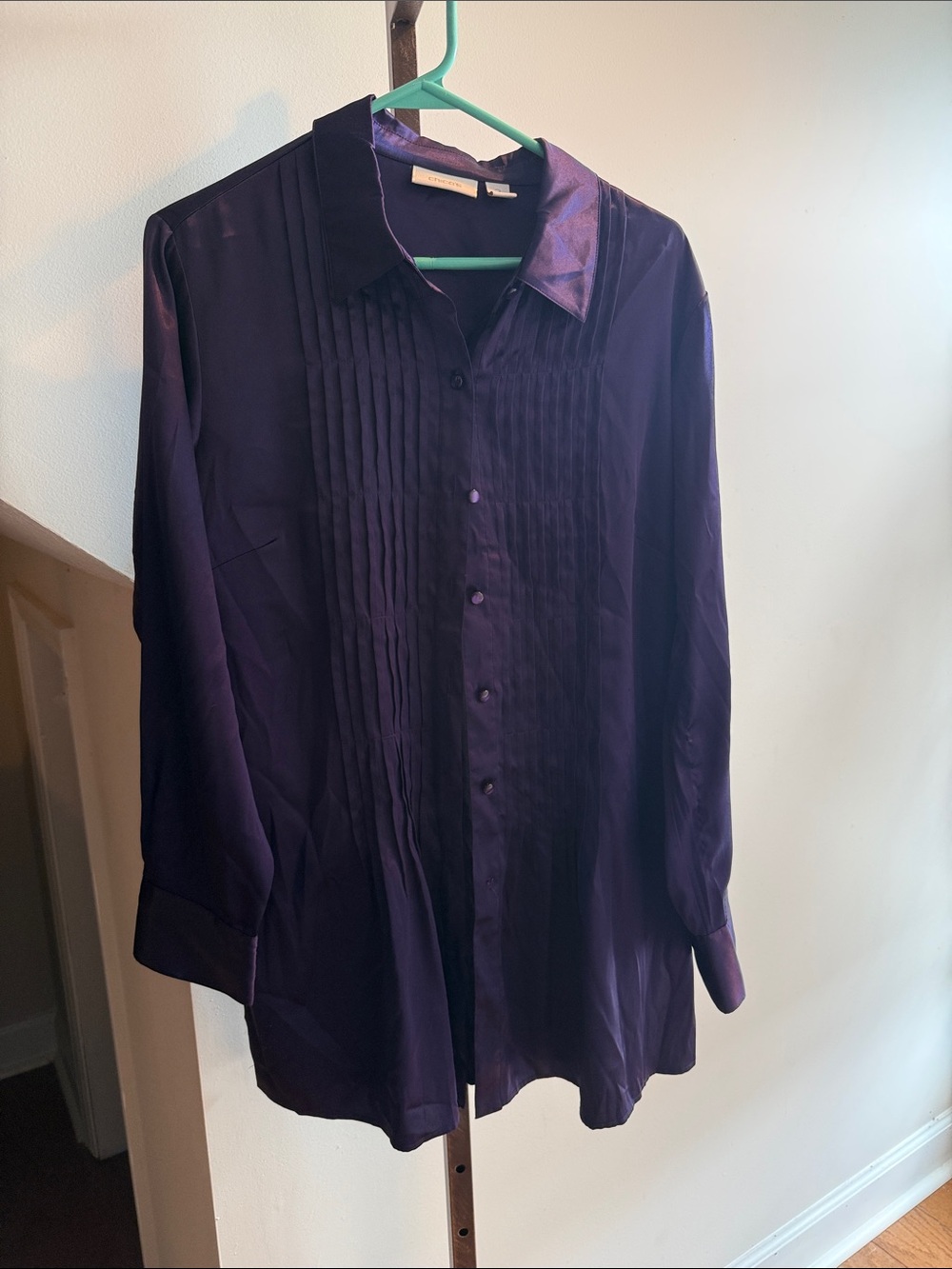 Classic Pleated Front Women’s Shirt - Deep Purple